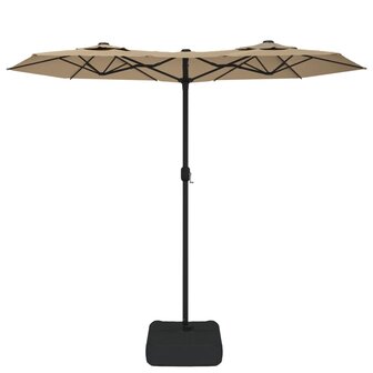 Parasol dubbel dak met LED&#039;s 316x145 cm taupe