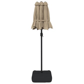 Parasol dubbel dak met LED&#039;s 316x145 cm taupe