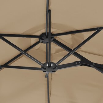 Parasol dubbel dak met LED&#039;s 316x145 cm taupe