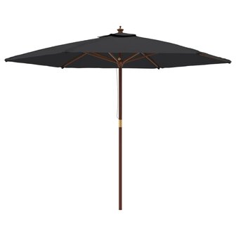 Parasol met houten paal 299x240 cm zwart