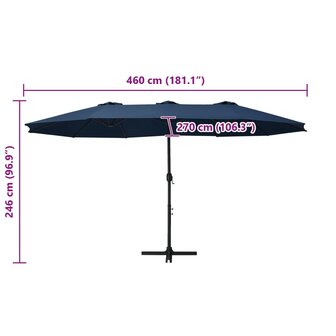 Parasol met aluminium paal 460x270 cm blauw