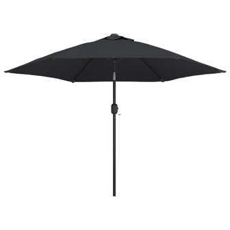 Parasol met LED-verlichting en stalen paal 300 cm zwart