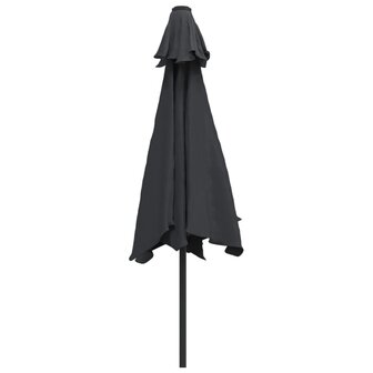 Parasol met LED-verlichting en stalen paal 300 cm zwart