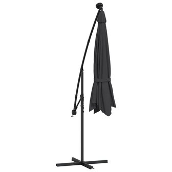 Zweefparasol met LED en stalen paal 300 cm zwart