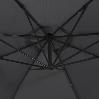 Zweefparasol met LED en stalen paal 300 cm zwart