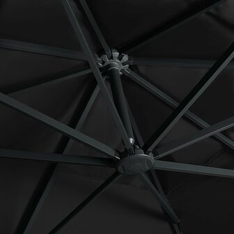 Zweefparasol met LED-verlichting en paal 400x300 cm zwart