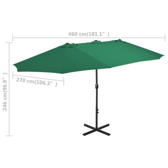 Parasol met aluminium paal 460x270 cm groen