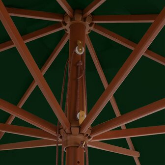 Parasol met houten paal 350 cm groen