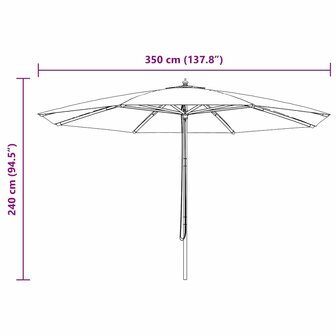 Parasol met houten paal 350 cm bordeauxrood