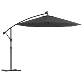 Zweefparasol met LED-verlichting stalen paal 300 cm antraciet