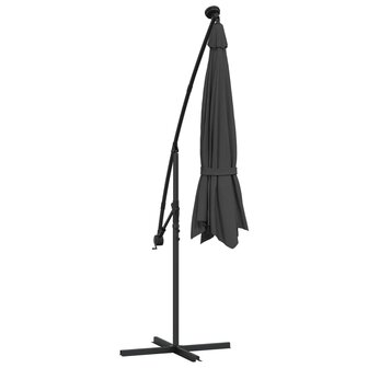 Zweefparasol met LED-verlichting stalen paal 300 cm antraciet
