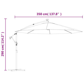 Zweefparasol met LED-verlichting en metalen paal 350 cm groen