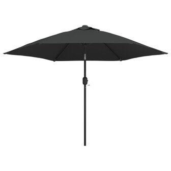 Parasol met LED-verlichting en stalen paal 300 cm antraciet