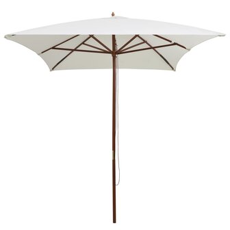 Parasol met houten paal 200x300 cm cr&egrave;mewit