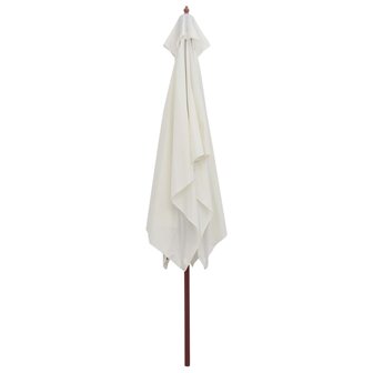 Parasol met houten paal 200x300 cm cr&egrave;mewit