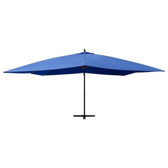 Zweefparasol met houten paal 400x300 cm azuurblauw