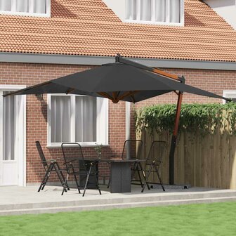 Zweefparasol met houten paal 400x300 cm antracietkleurig