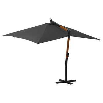 Zweefparasol met houten paal 400x300 cm antracietkleurig