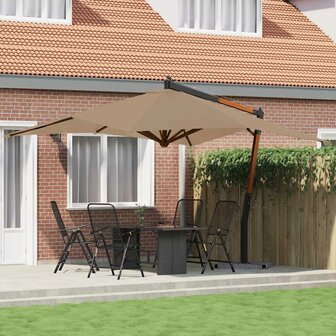 Zweefparasol met houten paal 400x300 cm taupe