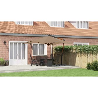 Zweefparasol met houten paal 400x300 cm taupe