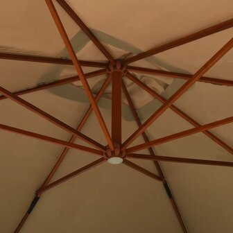 Zweefparasol met houten paal 400x300 cm taupe