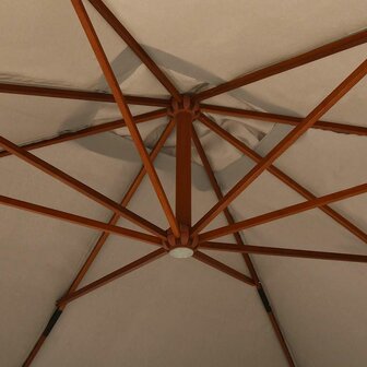 Zweefparasol met houten paal 400x300 cm taupe
