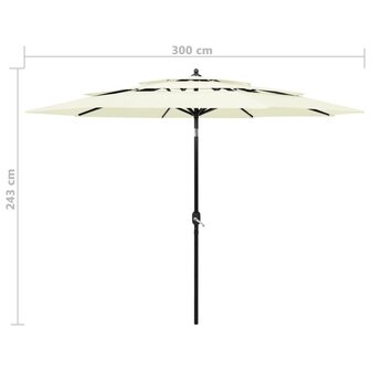 Parasol 3-laags met aluminium paal 3 m zandkleurig