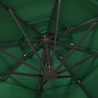 Parasol 4-laags met aluminium paal 3x3 m groen