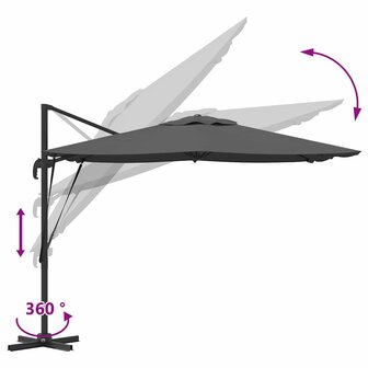 Roma Parasol Antraciet 286 x 285 x 265 cm