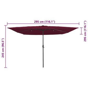 Tuinparasol Rood en Zwart 295 x 295 x 245 cm Polyester en staal