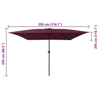 Tuinparasol Rood en Zwart 295 x 295 x 245 cm Polyester en staal