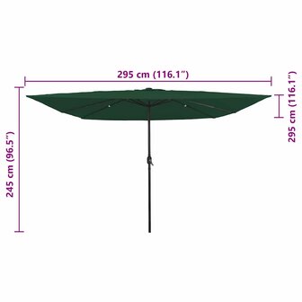 Tuinparasol Groen en Zwart 295 x 295 x 245 cm