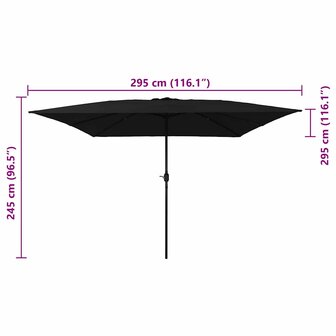 Tuinparasol Zwart 295 x 295 x 245 cm Polyester en staal