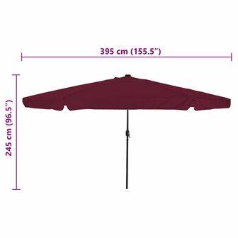 Tuinparasol Rood en Zwart 395 x 395 x 245 cm Polyester en staal