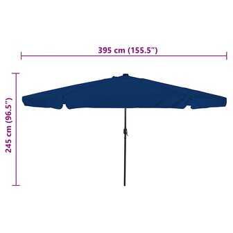 Tuinparasol Blauw en Zwart 395 x 395 x 245 cm
