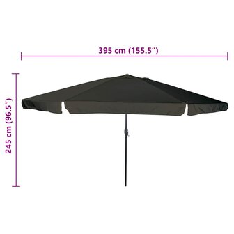 Tuinparasol Zwart 395 x 395 x 245 cm Polyester en staal