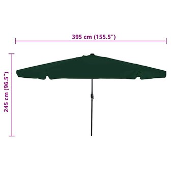 Tuinparasol Groen en Zwart 395 x 395 x 245 cm