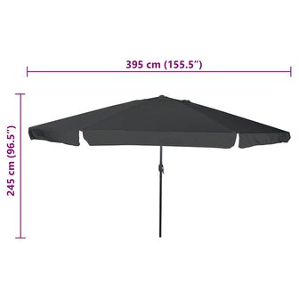 Tuinparasol Antraciet en Zwart 395 x 395 x 245 cm