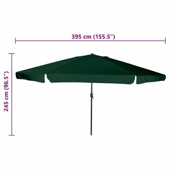 Tuinparasol Groen en Zwart 395 x 395 x 245 cm