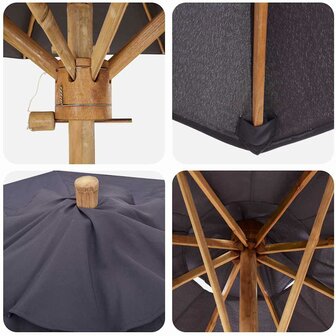 Tuinparasol Donkergrijs 270 x 270 x 260 cm Bamboe