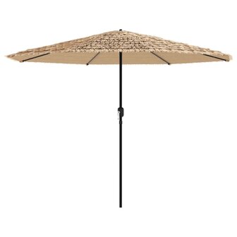 Parasol met LED&#039;s en stalen paal 324x324x247 cm bruin