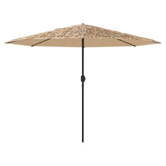 Parasol met LED&#039;s en stalen paal 324x324x247 cm bruin
