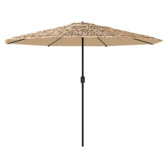 Parasol met LED&#039;s en stalen paal 324x324x247 cm bruin