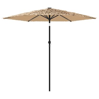 Parasol met LED&#039;s en stalen paal 223x223x213 cm bruin