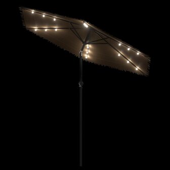 Parasol met LED&#039;s en stalen paal 223x223x213 cm bruin
