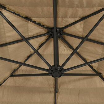 Parasol met LED&#039;s en stalen paal 223x223x213 cm bruin