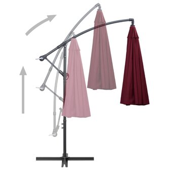 Zweefparasol met aluminium paal 3 m bordeauxrood