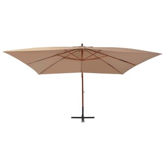 Zweefparasol met houten paal 400x300 cm taupe