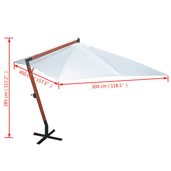 Parasol 300x400 cm wit