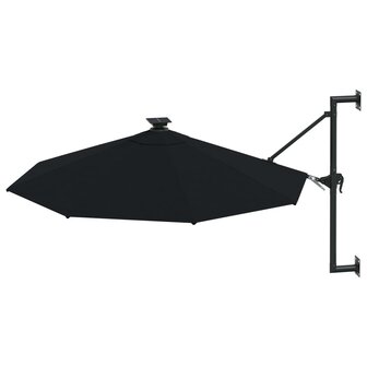 Wandparasol met LED&#039;s 300 cm zwart